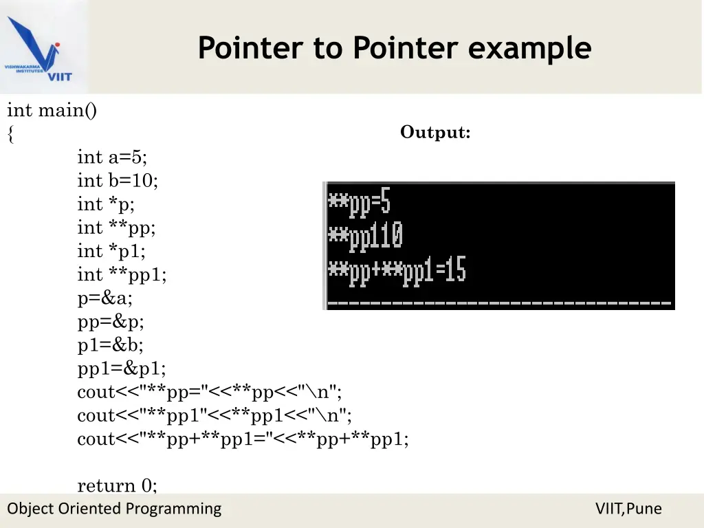 pointer to pointer example