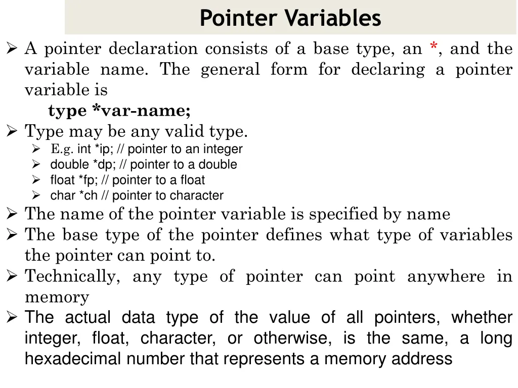 pointer variables
