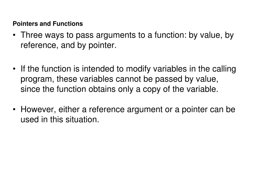 pointers and functions three ways to pass