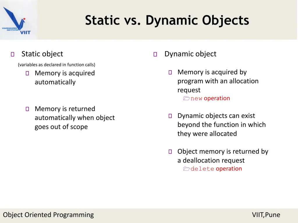static vs dynamic objects