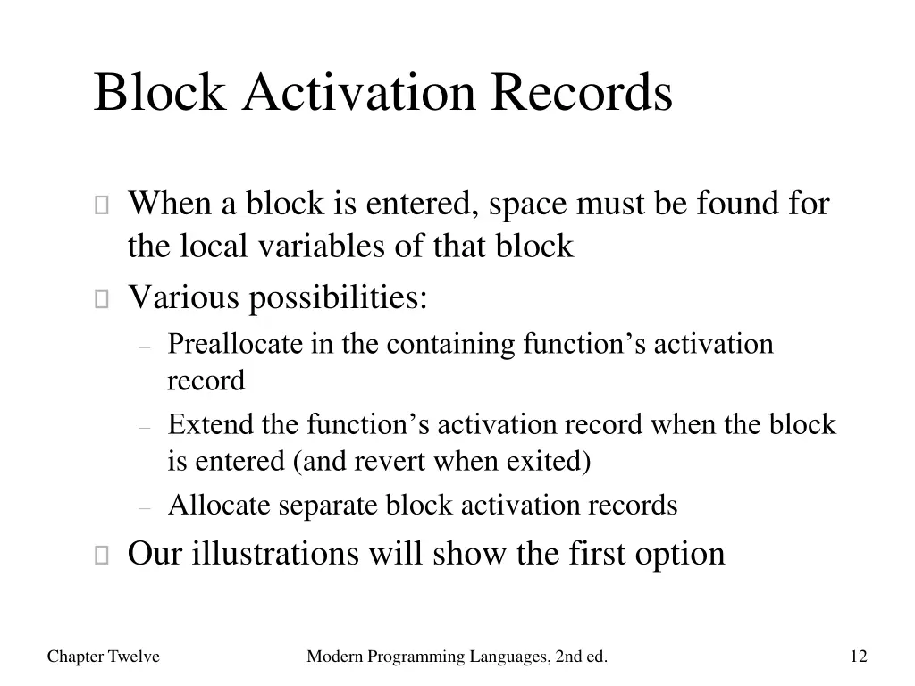 block activation records