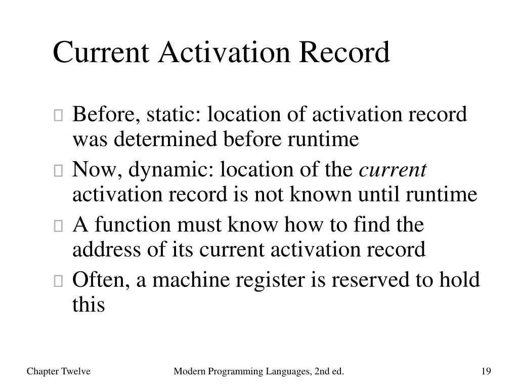 current activation record