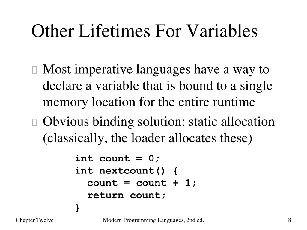 other lifetimes for variables