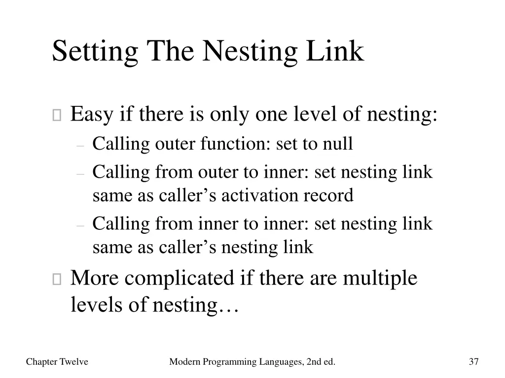 setting the nesting link