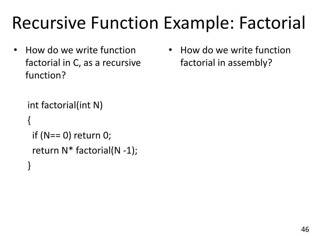 recursive function example factorial 1