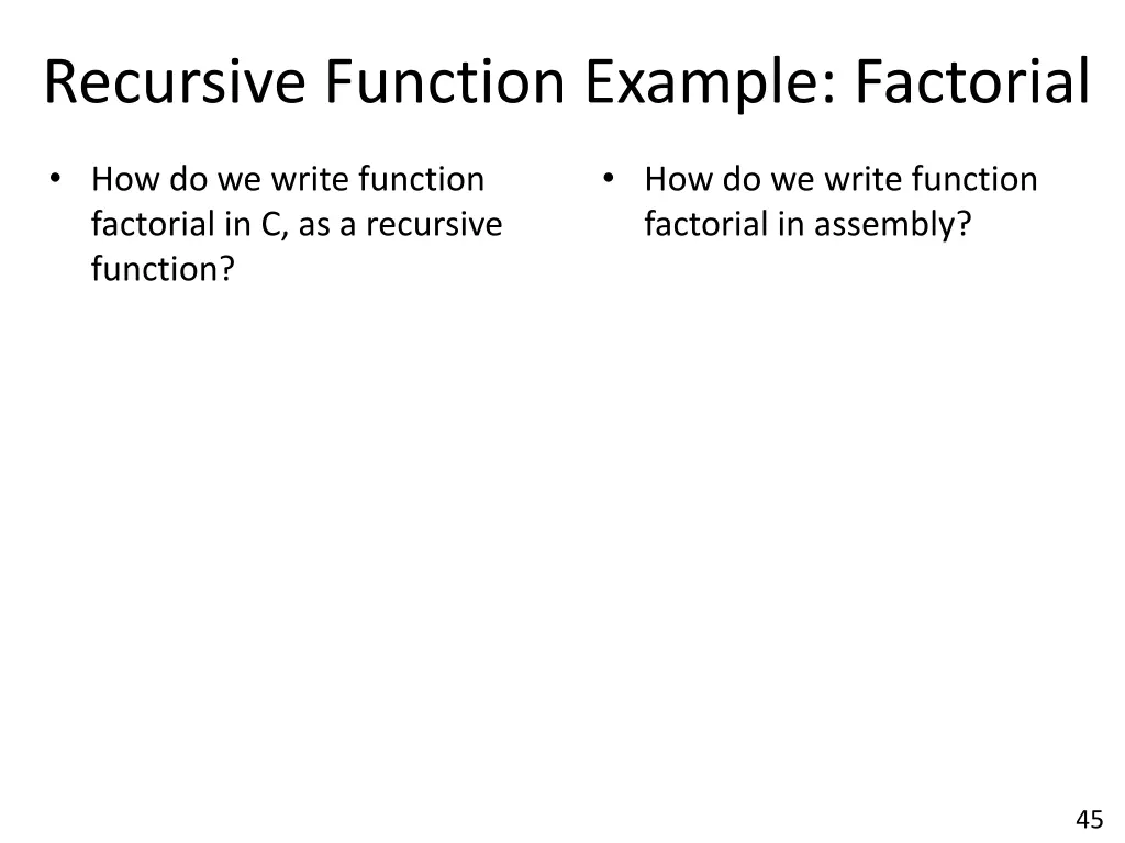 recursive function example factorial