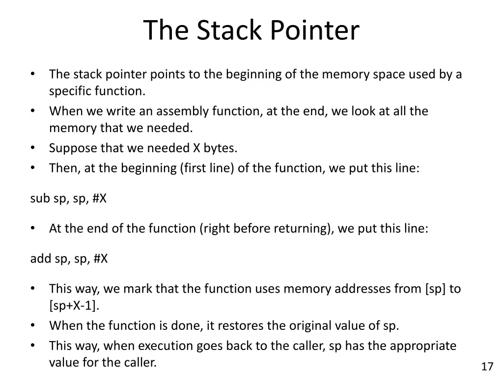 the stack pointer