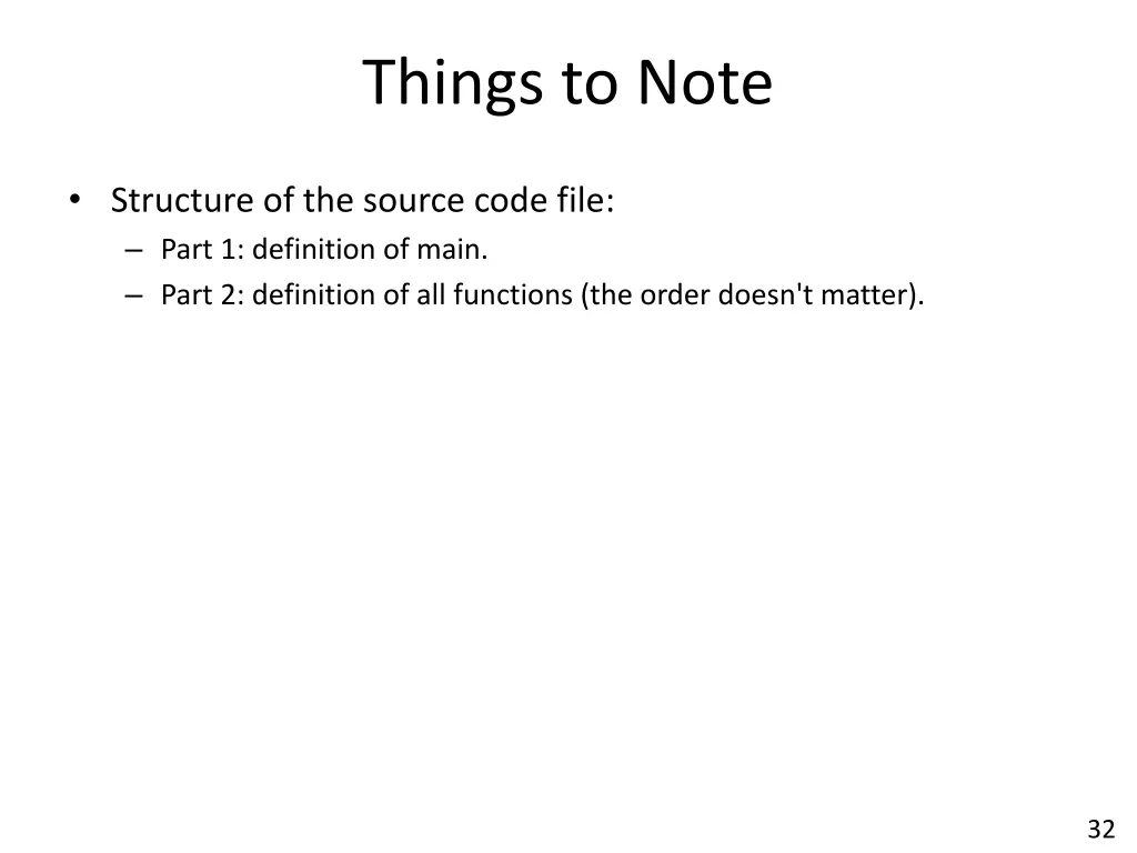 things to note