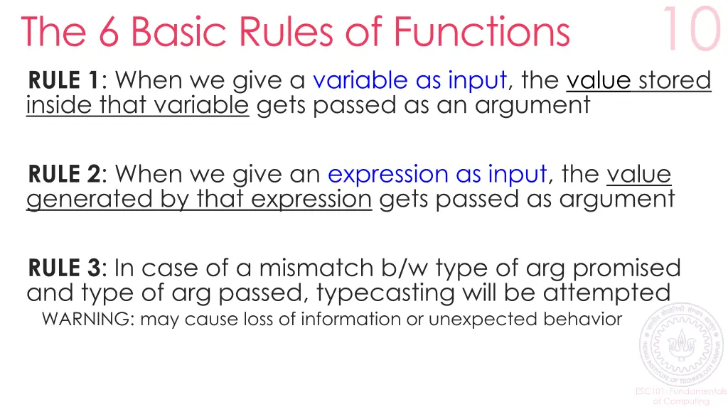 the 6 basic rules of functions rule 1 when