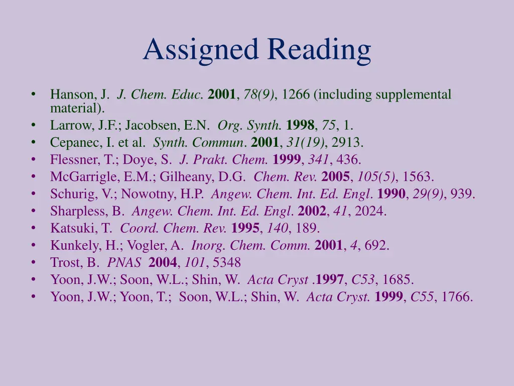 assigned reading