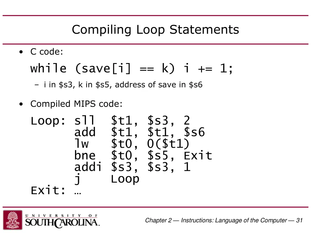 compiling loop statements