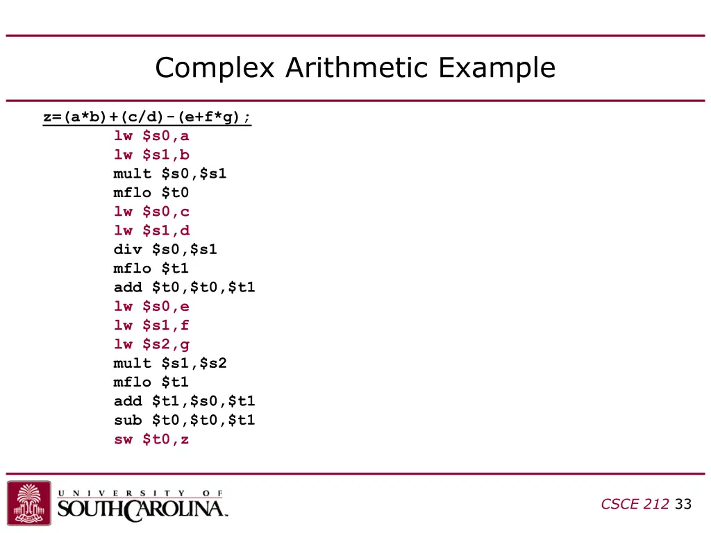 complex arithmetic example