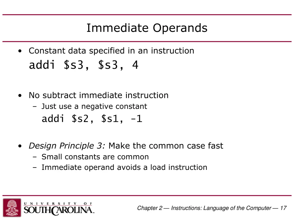 immediate operands