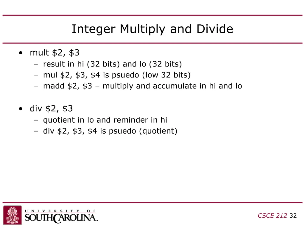 integer multiply and divide
