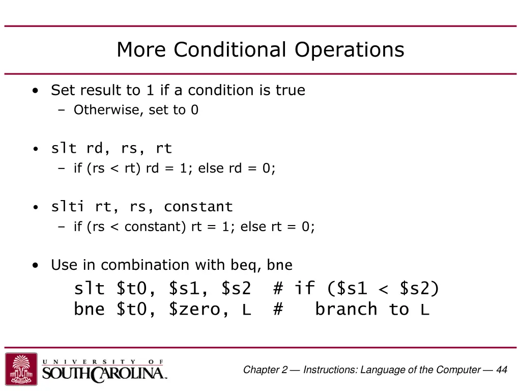 more conditional operations