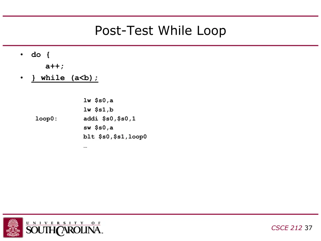 post test while loop