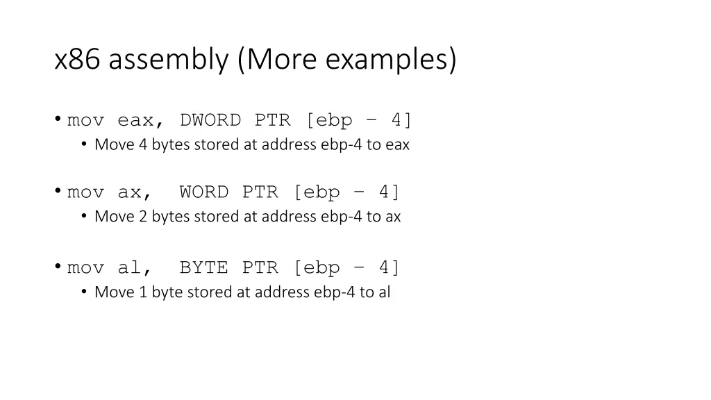 x86 assembly more examples 1