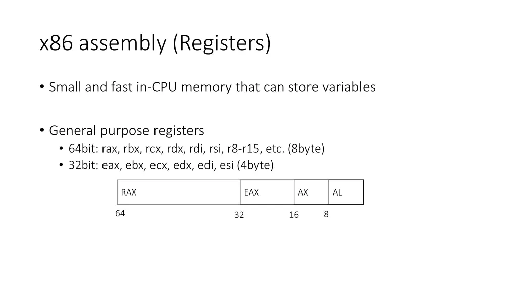 x86 assembly registers