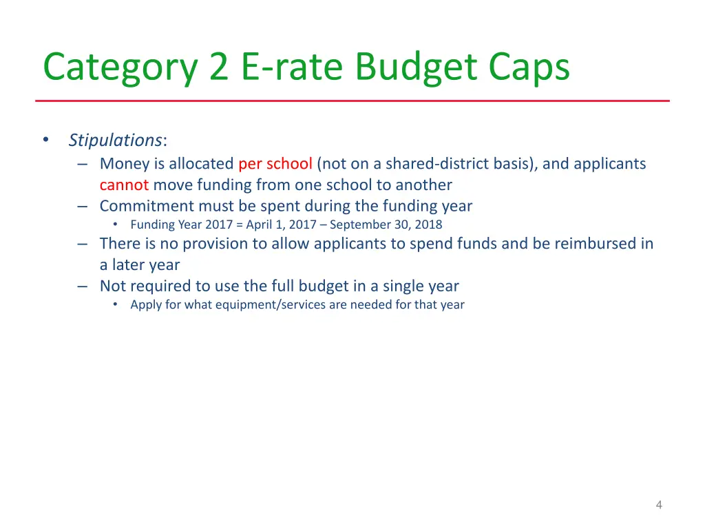 category 2 e rate budget caps 1