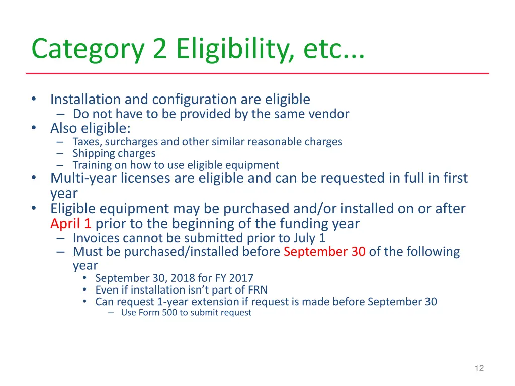 category 2 eligibility etc