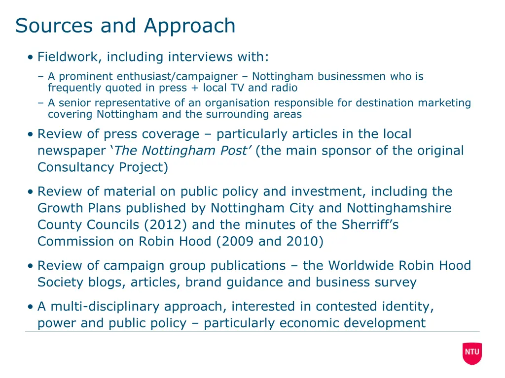 sources and approach