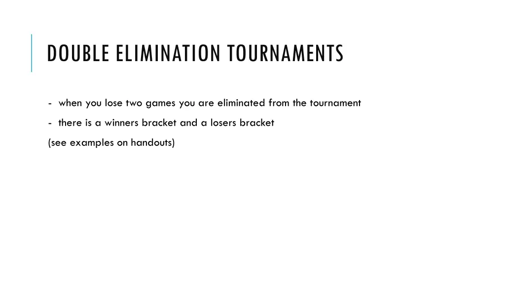 double elimination tournaments
