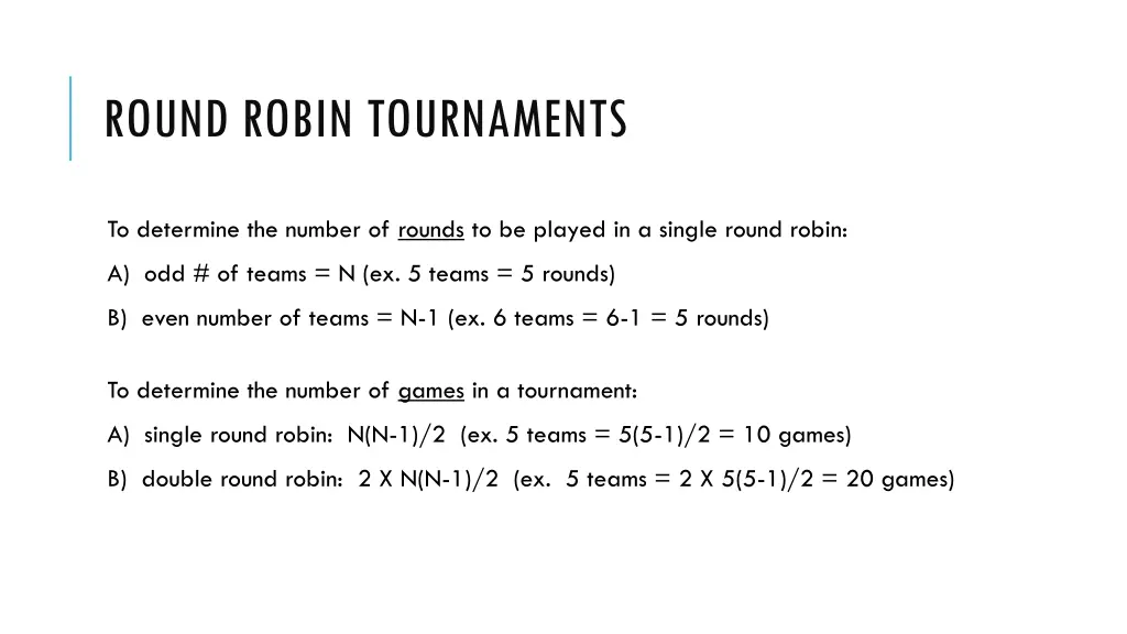 round robin tournaments 1