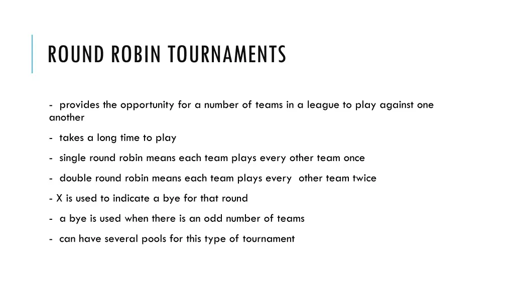 round robin tournaments