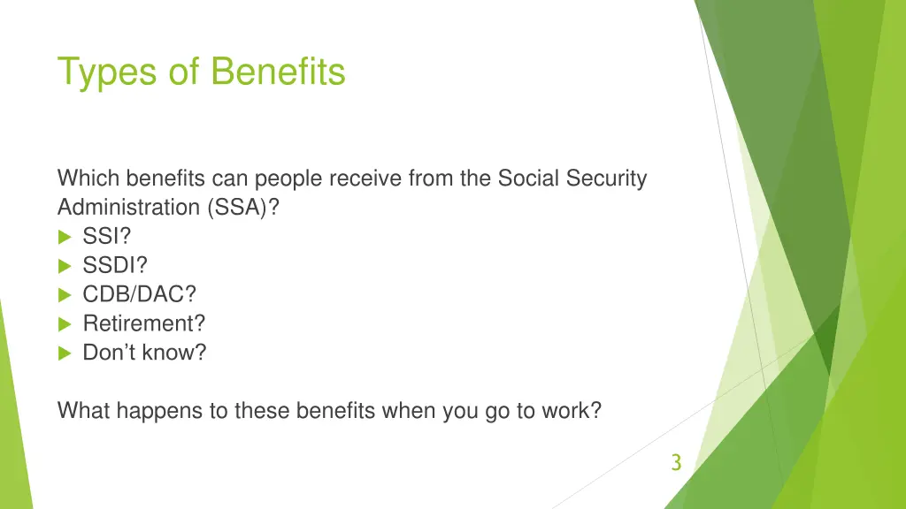 types of benefits