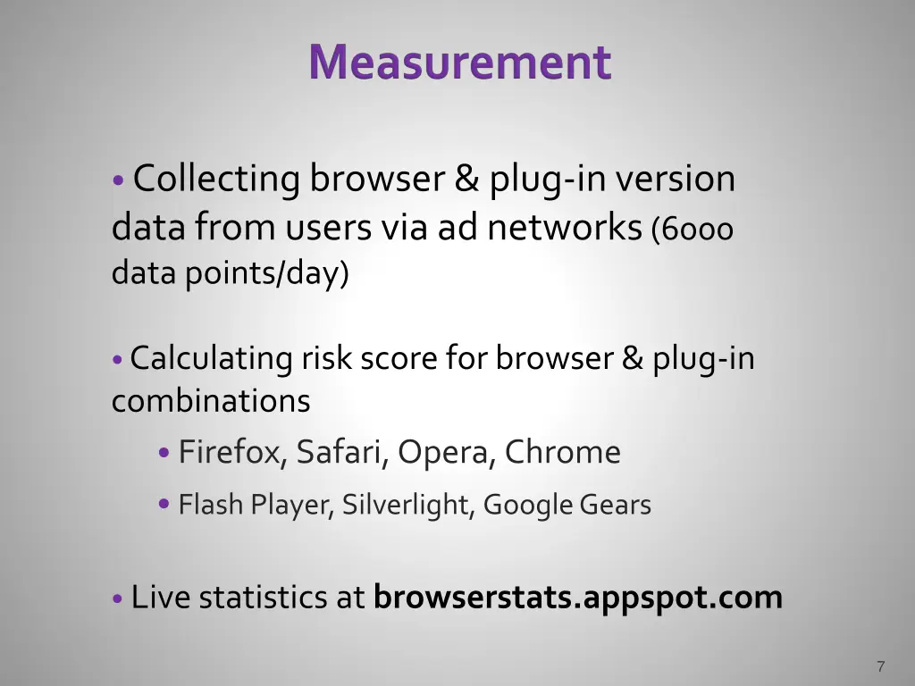 collecting browser plug in version data from