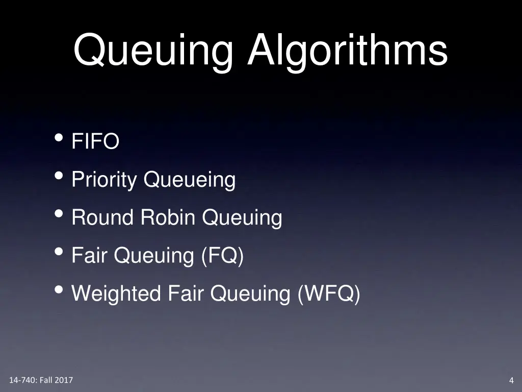 queuing algorithms