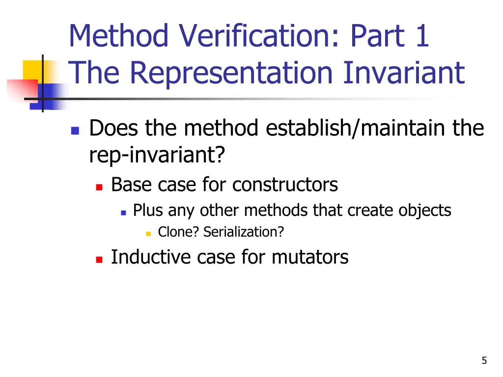 method verification part 1 the representation