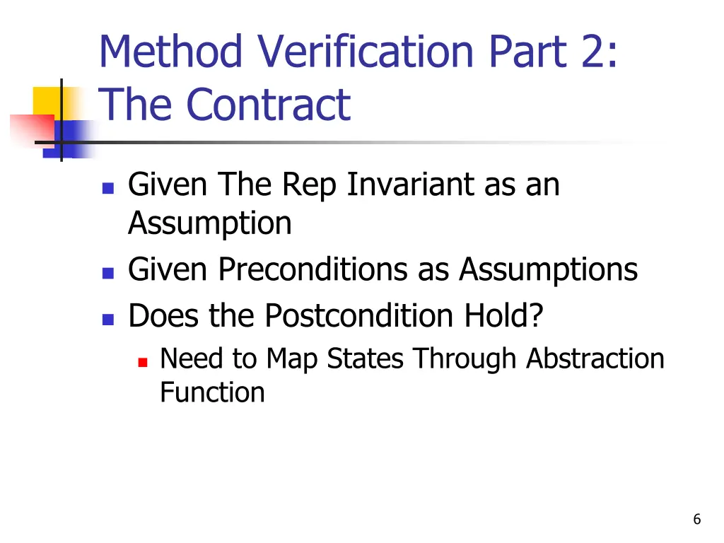 method verification part 2 the contract