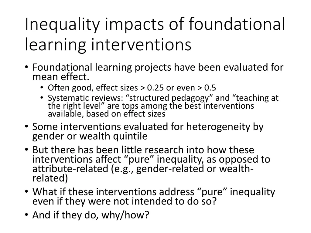 inequality impacts of foundational learning