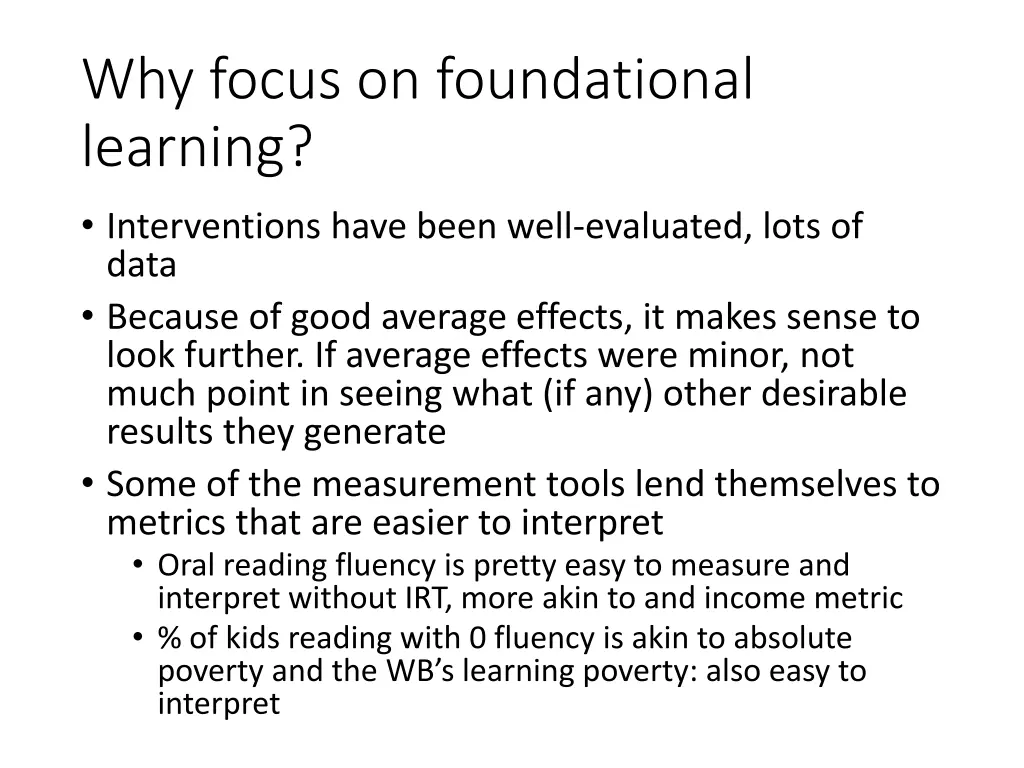 why focus on foundational learning