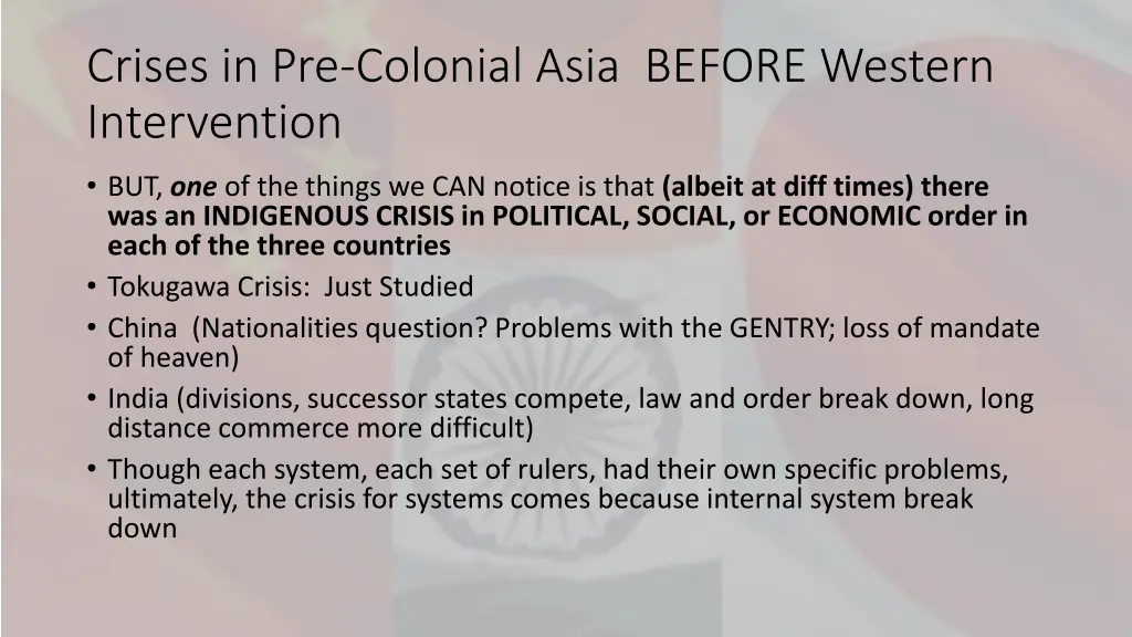 crises in pre colonial asia before western