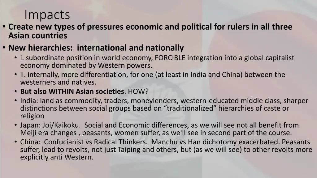 impacts create new types of pressures economic