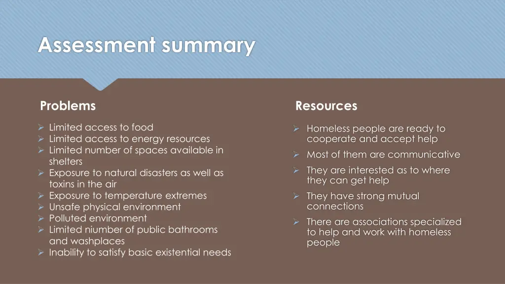 assessment summary