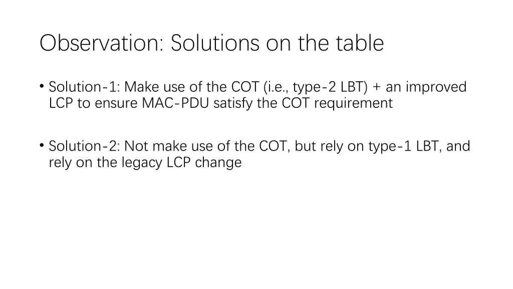 observation solutions on the table