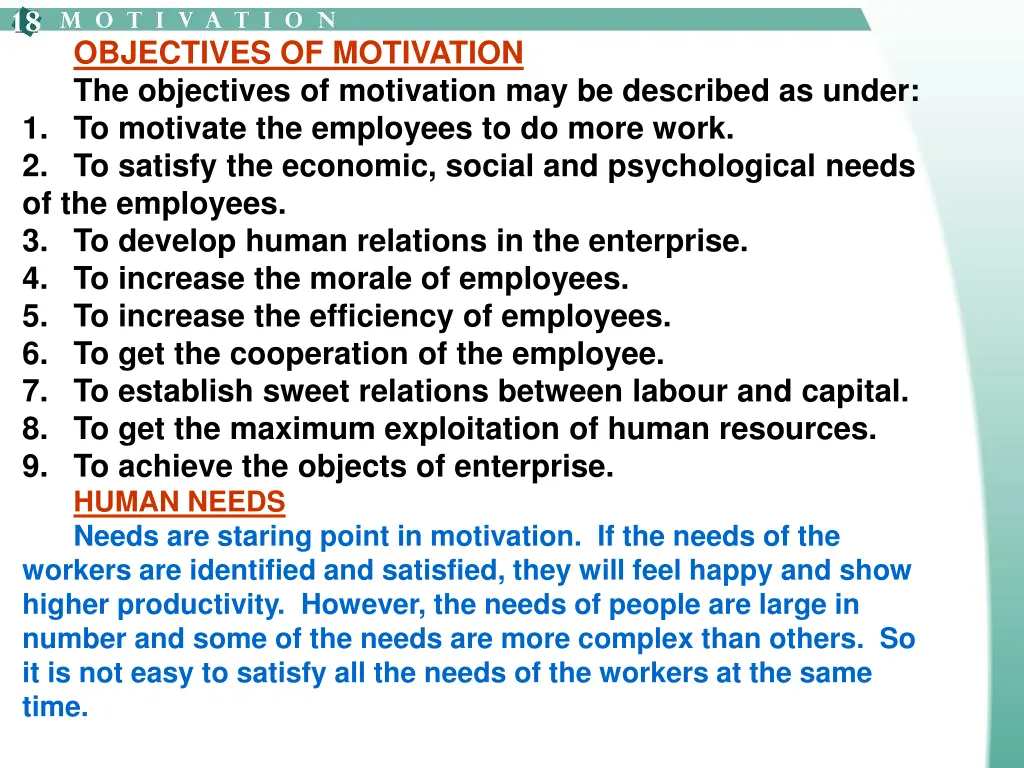 objectives of motivation the objectives
