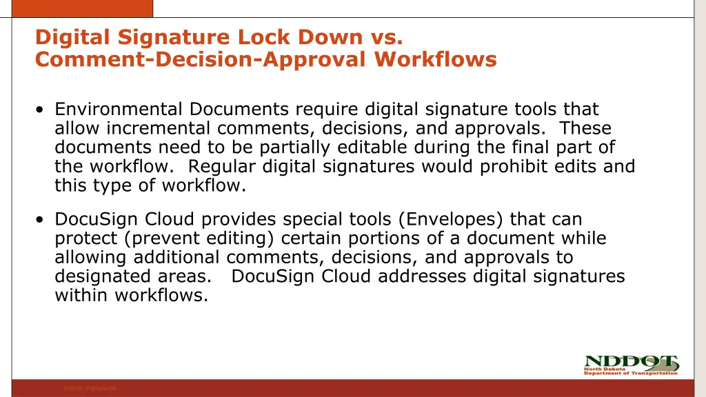digital signature lock down vs comment decision