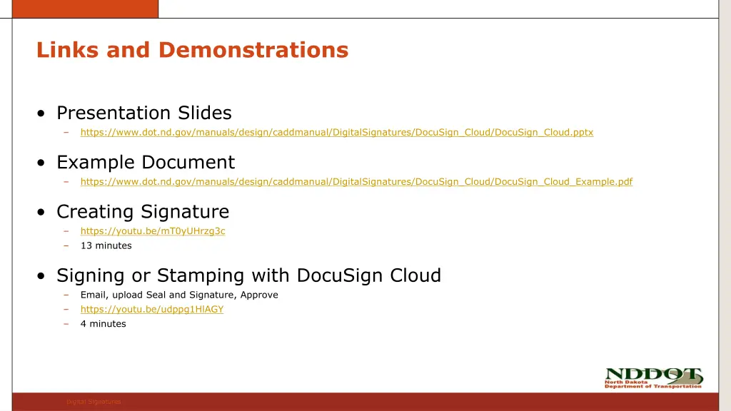 links and demonstrations