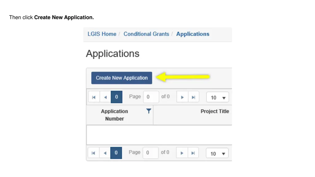 then click create new application
