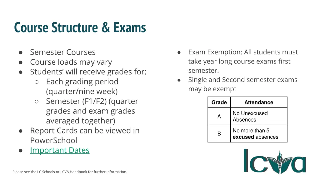 course structure exams