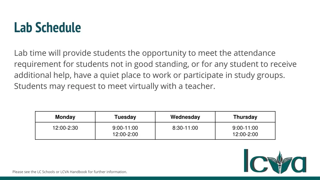 lab schedule