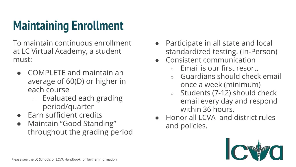maintaining enrollment