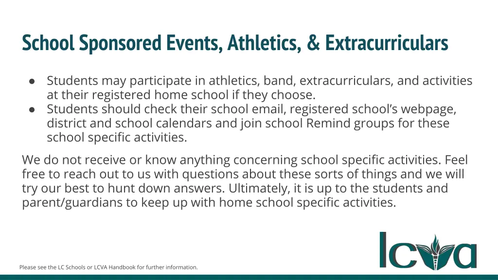school sponsored events athletics extracurriculars