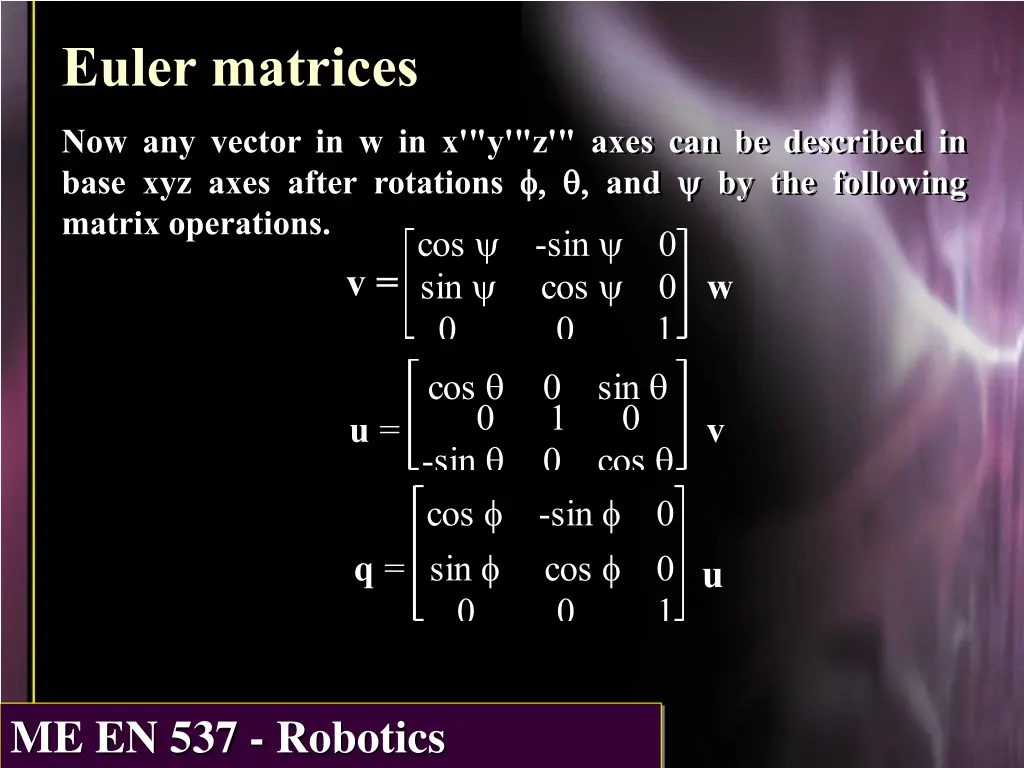 euler matrices