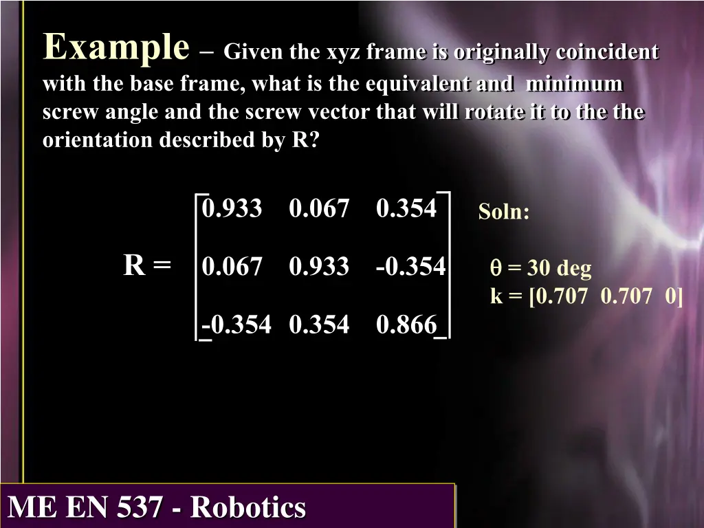 example given the xyz frame is originally