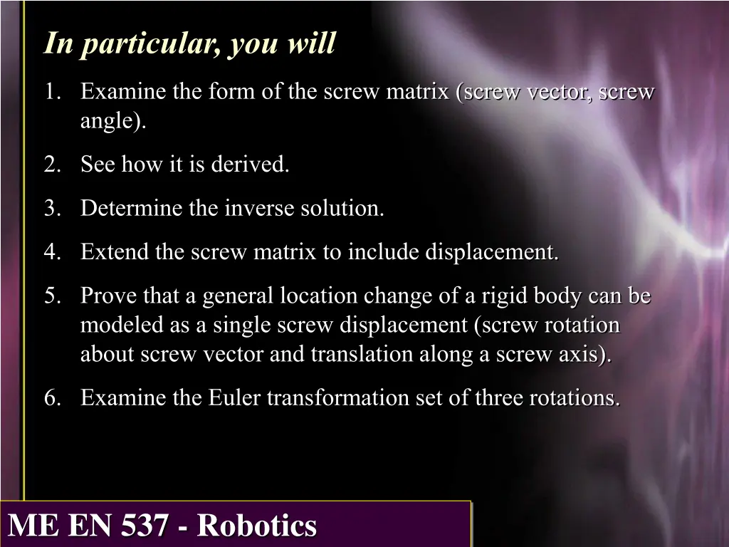 in particular you will